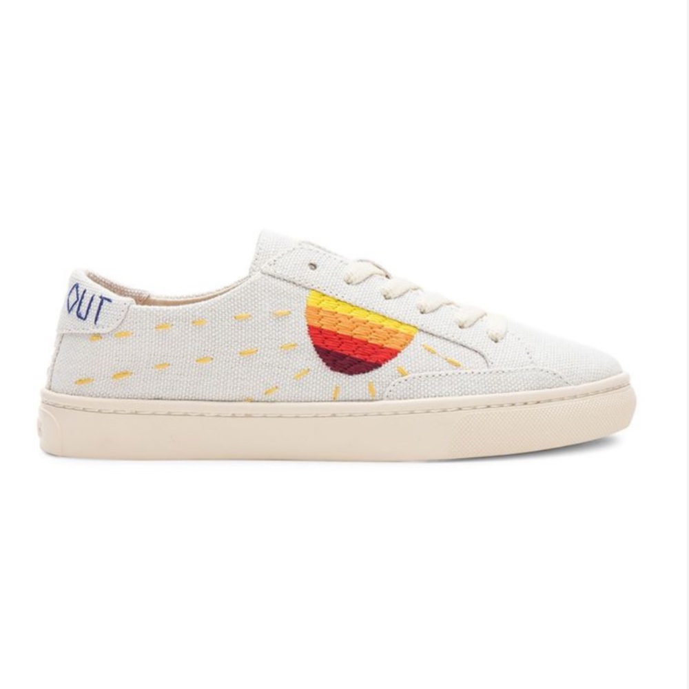 Soludos Peace Out Embroidered White Canvas Sneakers